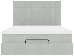 Estrutura de cama otomana com colchões 140x190cm cinzento claro