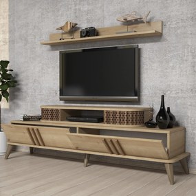 Conjunto de Mobiliário de Sala de Estar Eylül – Carvalho – Medidas Var