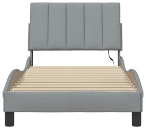 Estrutura de cama sem colchão 90x190 cm tecido cinzento-claro