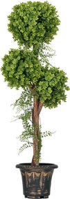 Planta artificial, árvore artificial altura 115 cm com 3 bolas de buxo e vaso de cimento, para interior e exterior Verde