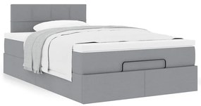 Cama otomana com colchão 120x200 cm tecido cinzento claro
