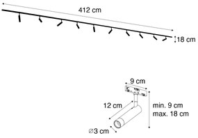 Sistema de iluminação de trilho moderno com 10 focos bronze escuro monofásico - Slimline Uzzy