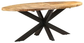 vidaXL Mesa de jantar oval 200x100x75 cm madeira de mangueira áspera