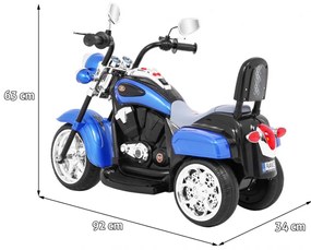 Mota elétrica para crianças 6V, NightBike Chopper 1,5 a 4,5 anos Azul