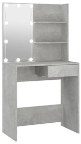 Toucador Elma com Espelho e Luzes LED - Cinzento Cimento - Design Mode
