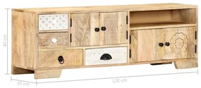 Móvel de TV 120x30x40 cm madeira de mangueira maciça