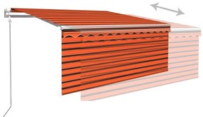 Toldo retrátil automático com estore 3,5x2,5 m laranja/castanho
