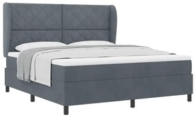 Cama com Estrado e Colchão Cinza Escuro 180x200 cm em Veludo