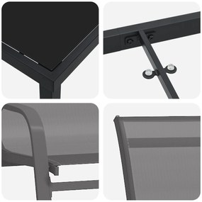 Conjunto de Jantar de 7 Peças vidaXL Cinza Textilene e Aço