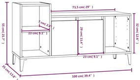 Móvel p/ TV 100x35x55 madeira processada cinzento cimento