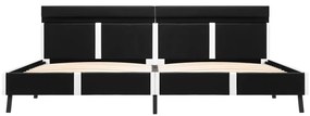 Estrutura de cama c/ LED 180x200 cm couro artificial preto