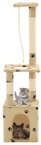 vidaXL Árvore para gatos c/postes arranhadores sisal 109 cm bege
