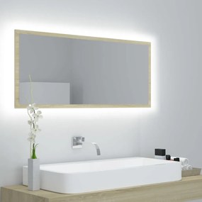 804943 vidaXL Espelho casa banho c/ LED 100x8,5x37cm acrílico carvalho sonoma