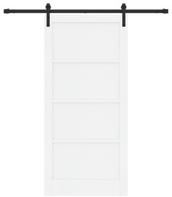 Porta Deslizante com Conjunto de Ferragens Branca 93x202 cm Madeira de