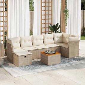 vidaXL 8 pcs conjunto de sofás p/ jardim com almofadões vime PE bege