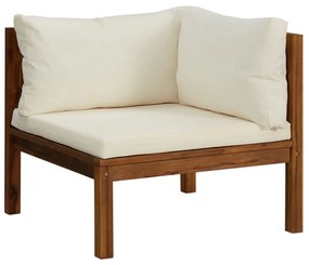 11 pcs conjunto lounge jardim c/ almofadões creme acácia maciça