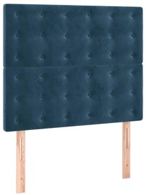 Cama com molas/colchão 100x200 cm veludo azul-escuro