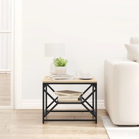 mesa de café com prateleira em carvalho Sonoma – 51x50x40 cm – feita d