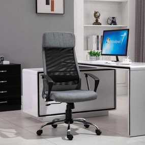 Vinsetto Cadeira de escritório ergonômica giratória e basculante com altura de assento ajustável 62x62x118-128 cm Cinza