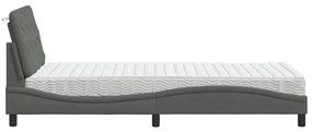 Cama com colchão 90x200 cm tecido cinzento-escuro
