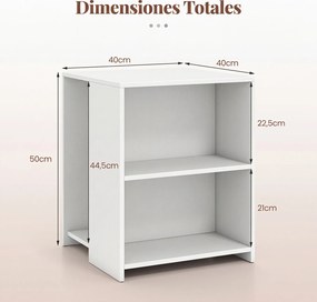 Mesa Auxiliar, 40 x 40 x 50 cm, Arrumação de Dupla Face, Branco