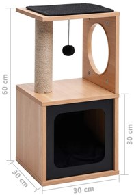 Árvore para gatos com tapete arranhador sisal 60 cm