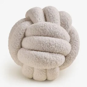 Almofada Redonda Ibona Pele De Carneiro Ø25 Cm Tecido Pele De Borrego Branco - Sklum
