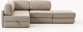 Sofá-cama de canto em bouclé com arrumação Ladina (2 lugares)
