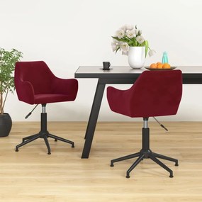 vidaXL Cadeiras de jantar giratórias 2 pcs veludo vermelho tinto