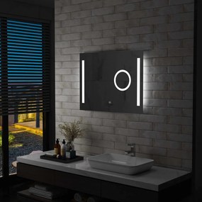 vidaXL Espelho de parede LED c/ sensor tátil casa de banho 80x60 cm