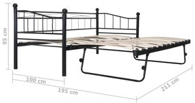 Estrutura de cama em aço 180x200/90x200 cm preto