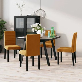 vidaXL Cadeiras de jantar 4 pcs veludo castanho