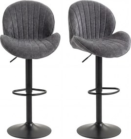 Conjunto de 2 Bancos de Bar, 50 x 48 x 115 cm, Altura Regulável, Cinzento