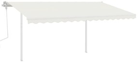 Toldo retrátil manual com luzes LED 4,5x3 m cor creme
