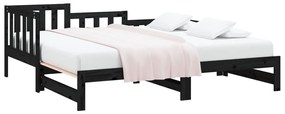 Estrutura sofá-cama de puxar 2x(90x190) cm pinho maciço preto