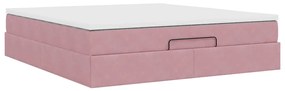 Estrutura de cama otomana com colchão 180x200 cm veludo rosa