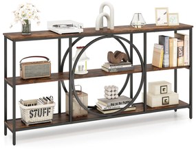 Mesa de console de 3 níveis com tampo de mármore falso, estrutura de metal resistente, mesa de entrada, mesa de sofá extra longa, branca