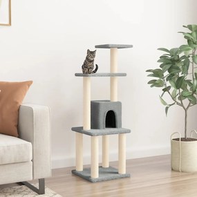 vidaXL Árvore p/ gatos c/ postes arranhadores sisal 105 cm cinza-claro