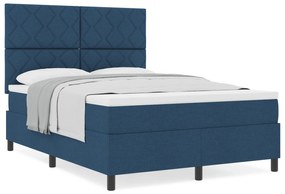 Cama Box Spring com Colchão Azul 140x200 cm Tecido