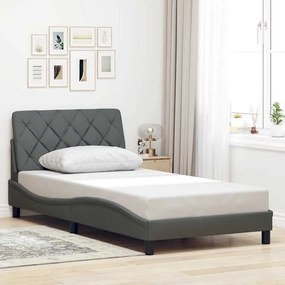 vidaXL Estrutura de cama sem colchão 100x200 cm tecido cinzento-escuro