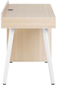 Secretária branca e castanha clara com 3 gavetas 130 x 60 cm CARACAS Beliani