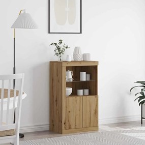 Sideboard vidaXL com luzes LED Carvalho Artesanal 60,5x37x100 cm