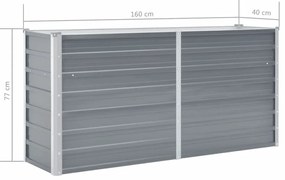 Canteiro elevado de jardim aço galvanizado 160x40x77cm cinzento