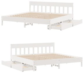 Cama sem colchão 180x200 cm madeira de pinho maciça branco