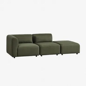 Sofá Modular De Canto De 2 Peças Com Pufe Fogler Chenille Verde Sálvia - Sklum