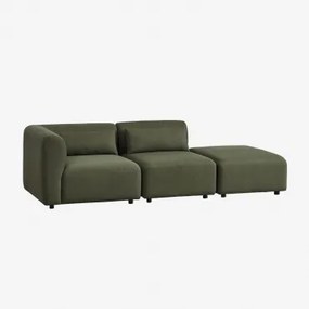 Sofá Modular De Canto Em 2 Peças Com Puff Fogler Tecido Pele De Borrego Verde Sálvia - Sklum