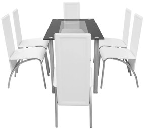 Conjunto de Jantar Dinner com 6 Cadeiras e 1 Mesa - Branco - Design Mo