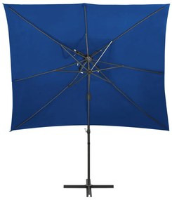 Guarda-sol jardim cantilever toldo duplo 250x250 cm azul-ciano