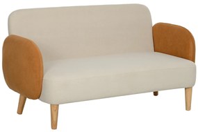 HOMCOM Sofá de 2 Lugares Estofado em Veludo Sofá de Sala de Estar com Apoio para os Braços e Pés de Madeira Sofá Pequeno 130x74x76 cm Bege e Ocre