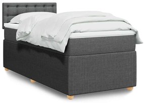 vidaXL Cama com molas/colchão 80x200 cm tecido cinzento-escuro